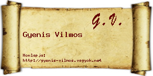 Gyenis Vilmos névjegykártya